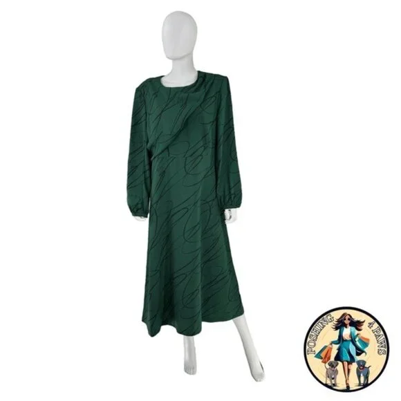 Tuckernuck NEW Pine Twombly Draped Macie Long Sleeve Formal Midi Dress Size XS